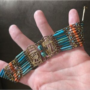 Egyptian Revival Faience Bracelet Vintage 30/40s